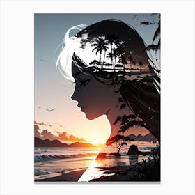 Sunset Portrait Of A Girl Canvas Print