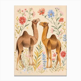 Folksy Floral Animal Drawing Camel 2 Canvas Print