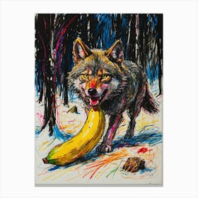 Wolf With Banana 1 Canvas Print