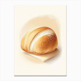 Soft Roll Bread Bakery Product Retro Drawing Canvas Print
