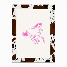 Hot Pink Horse Line Drawing 3 Canvas Print