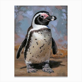 African Penguin Petermann Island Oil Painting 4 Canvas Print