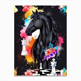 Black Horse Chess 2 Canvas Print