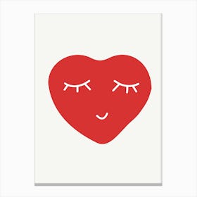 Heart With Closed Eyes Illustration Canvas Print