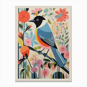Colourful Scandi Bird Carolina Chickadee 2 Canvas Print