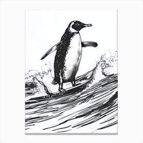 Emperor Penguin Surfing Waves 1 Canvas Print