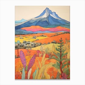 Pico De Orizaba Mexico 2 Colourful Mountain Illustration Canvas Print