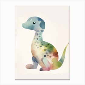 Baby Diplodocus Dinosaur Watercolour Illustration 2 Canvas Print