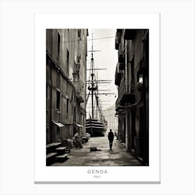 Poster Of Genoa, Italy, Black And White Analogue Photography 3 Canvas Print