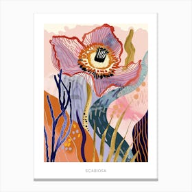 Colourful Flower Illustration Poster Scabiosa 2 Canvas Print