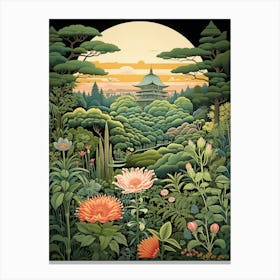 Ginkaku Ji Temple Japan Henri Rousseau Style 2 Canvas Print