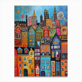 Kitsch Colourful England Cityscape 4 Canvas Print