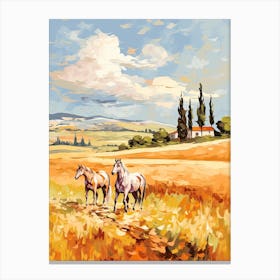 Horses Painting In Tuscany, Italy 2 Canvas Print