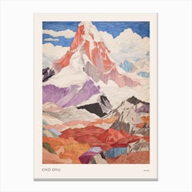 Cho Oyu Nepal 4 Colourful Mountain Illustration Poster Canvas Print