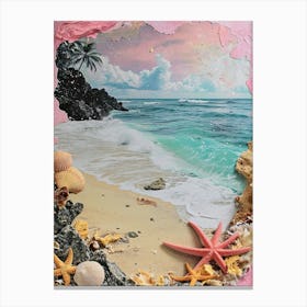 Retro Kitsch Beach Collage 1 Canvas Print