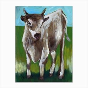 Happy Cow - animal green blue farm vertical Anton Maliar hand painted painting living room Canvas Print