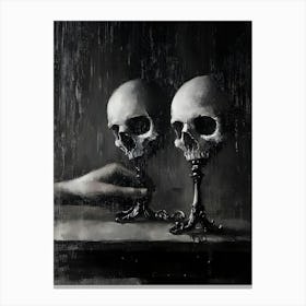 Dark Gothic Two Skulls Canvas Print