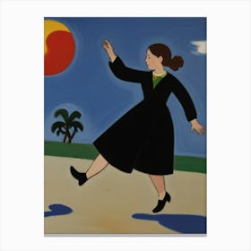 Woman Kicking A Ball Canvas Print