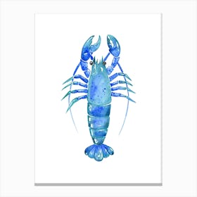 Blue Lobster Watercolor Illustration 1 Canvas Print