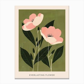 Pink & Green Everlasting Flower 1 Flower Poster Canvas Print