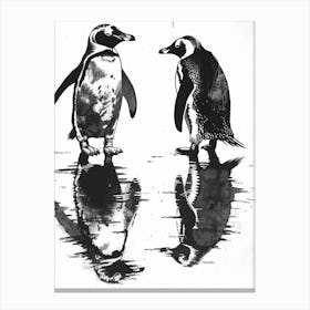 King Penguin Admiring Their Reflections 4 Canvas Print