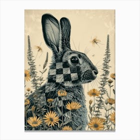 Checkered Giant Blockprint Rabbit Illustration 3 Canvas Print