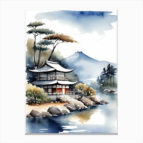 Japanese Landscape Watercolor Painting (83) Canvas Print