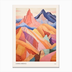 Cerro Merce Peru 2 Colourful Mountain Illustration Poster Canvas Print