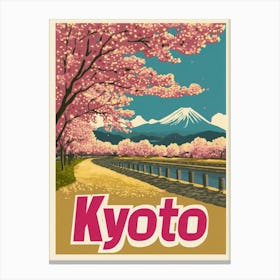 Aihrgdesign A 1970s Inspired Travel Poster For Kyoto 1 Canvas Print