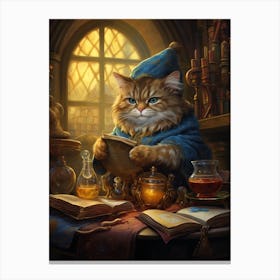 Alchemist Cat With Potions 2 Canvas Print