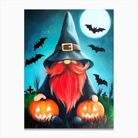 Halloween Witch Gnome Canvas Print