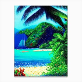 Tobago Pointillism Style Tropical Destination Canvas Print
