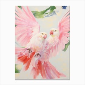 Pink Ethereal Bird Painting Parrot Canvas Print
