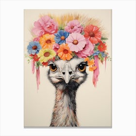 Bird With A Flower Crown Emu 1 Canvas Print
