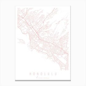 Honolulu Hawaii Light Pink Minimal Street Map Canvas Print