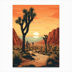  Retro Illustration Of A Joshua Trees At Dusk In Desert 6 Canvas Print