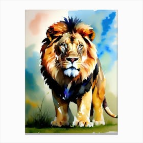 Lion Watercolor Painting Canvas Print