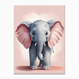 Cute Baby Elephant Nursery Ilustration (26) Canvas Print