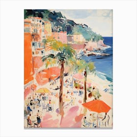 Cinque Terre   Italy Beach Club Lido Watercolour 3 Canvas Print