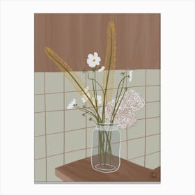 Flowers In Glass Jar Canvas Print