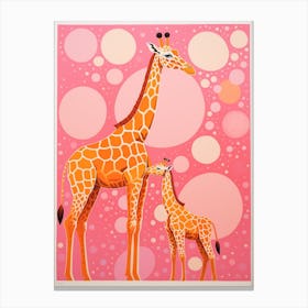 Giraffe & Calf Dot Pattern 1 Canvas Print