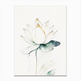 White Lotus Minimal Watercolour 1 Canvas Print