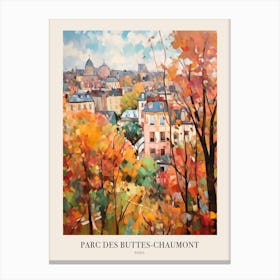 Autumn City Park Painting Parc Des Buttes Chaumont Paris France 3 Poster Canvas Print