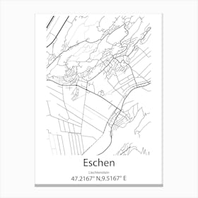 Eschen,Liechtenstein Minimalist Map Canvas Print