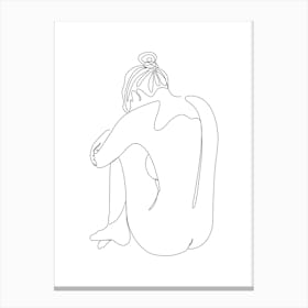 Nude Woman Sitting Line art Canvas Print