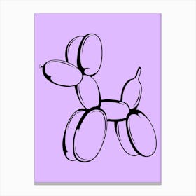 Balloon Dog Monoline Simple Line Art Drawing Canvas Print