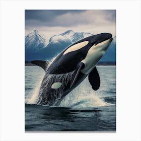 Icy Mountain Realistic Photography Orca Whale3 Canvas Print