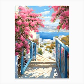 Pink Flowers by the Balcony Canvas Print