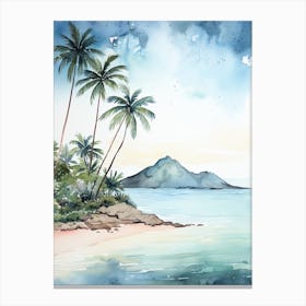 Watercolour Of Lanikai Beach   Oahu Hawaii Usa 3 Canvas Print