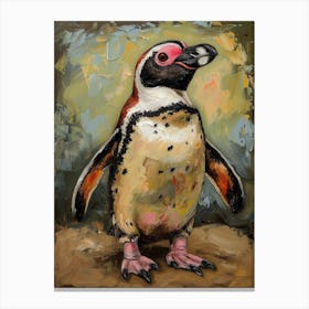 African Penguin Robben Island Oil Painting 4 Canvas Print